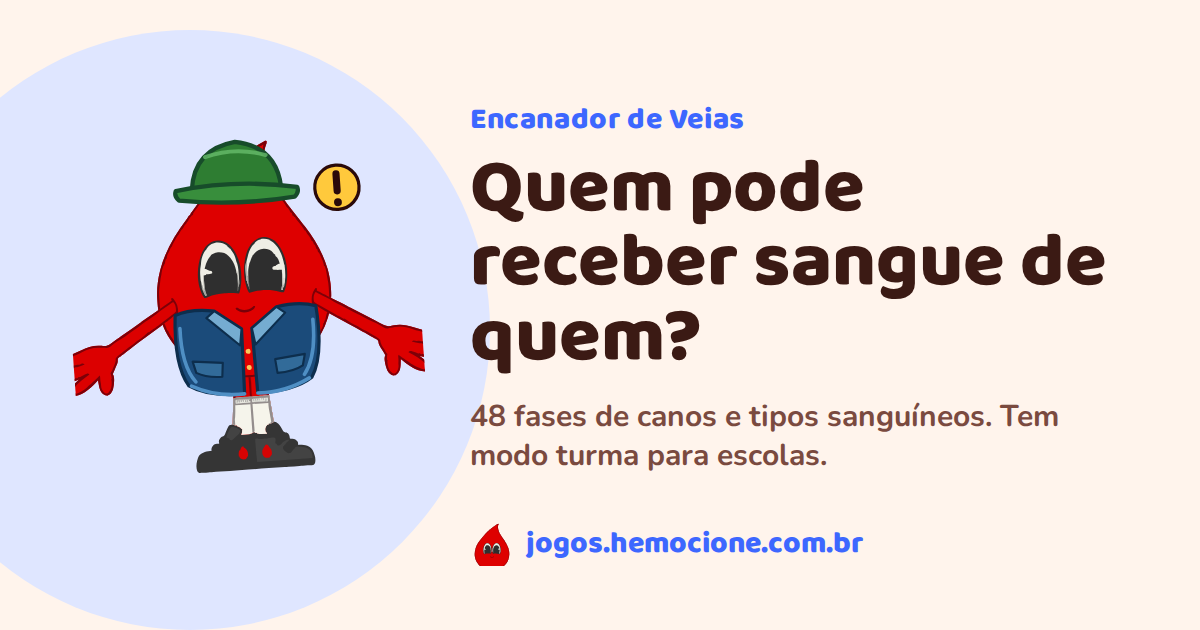Arte do Encanador de Veias, jogo de conectar canos e tipos sanguíneos